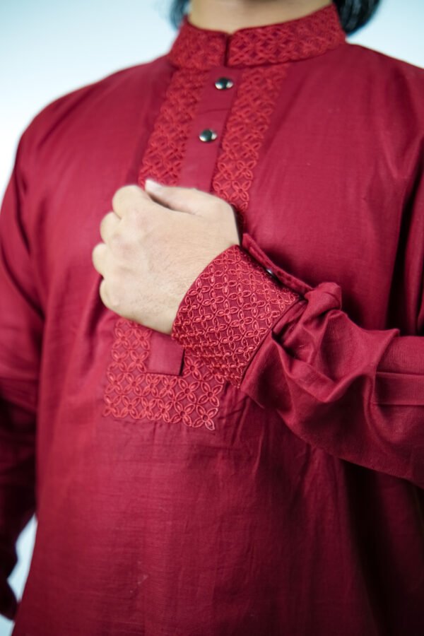 Indian red cotton fabric - Image 3